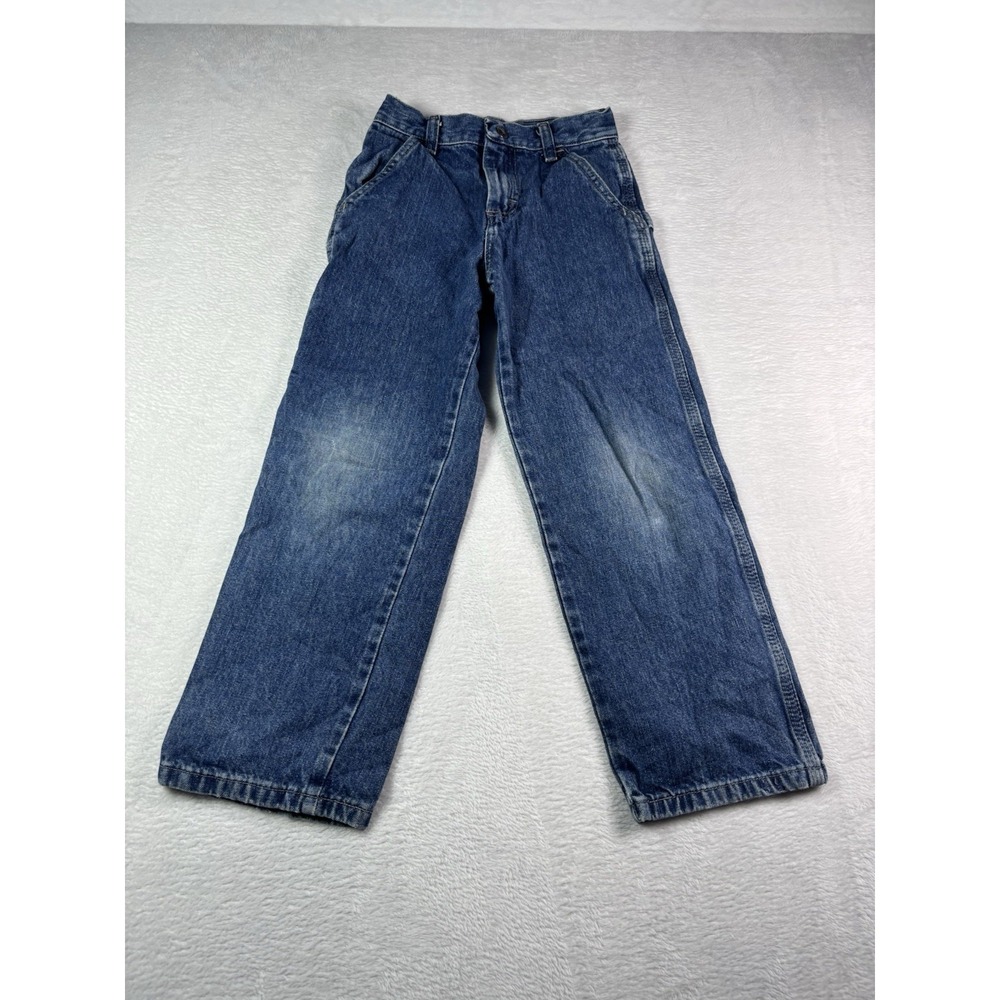 Wrangler Boys Denim Carpenter Blue Jeans Adjustable Waist Size 7 Slim 875LWDV